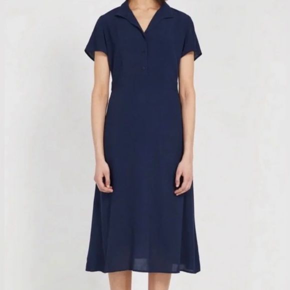 Frank & Oak Dresses & Skirts - NWOT Frank And Oak Short Sleeve Camp Collar Dress in Navy